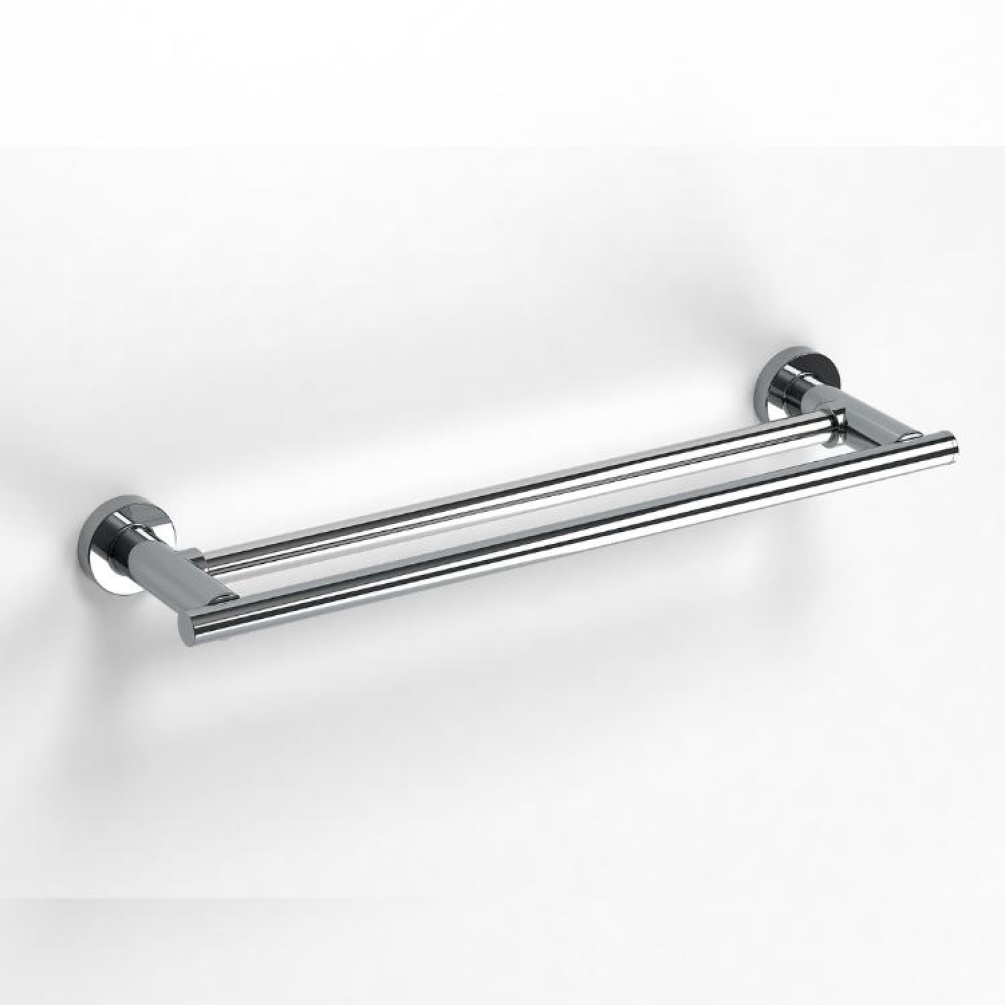 Close up product image of the Origins Living Tecn Project Chrome Double Towel Rail